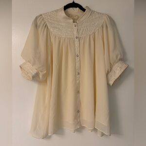 Moulinette Soeurs Cream Blouse with Lace Detail